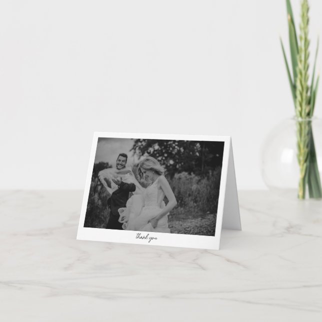 Minimalist Black White Photo Custom Message Tack Kort (Framsida)