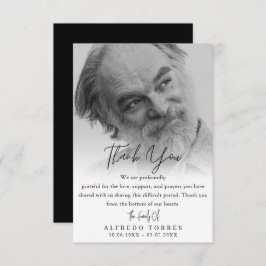 Minimalist Black & White Photo Funeral Sympathy  Tack Kort