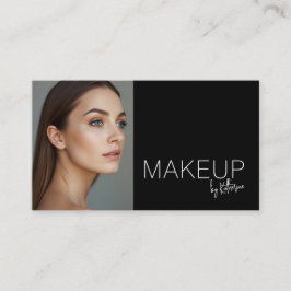 Minimalist Black White Photo Makeup Business Card Visitkort