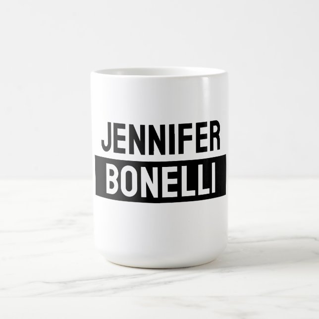 Minimalist Black & White Plain Elegant Modern Name Kaffemugg (Center)