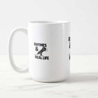 Minimalist Black & White “RHYPES & REAL LIFE” Micr Kaffemugg