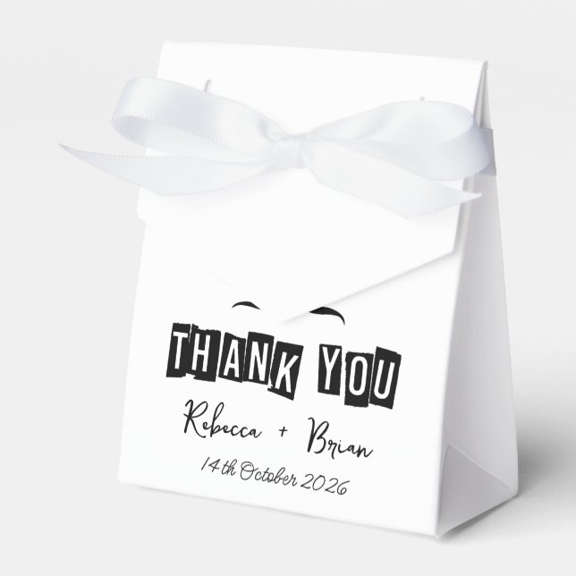 Minimalist Black & White Thank You Wedding Presentaskar (Framsidan Sidan)