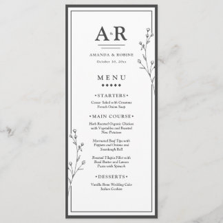 Minimalist Black & White Wedding Meny