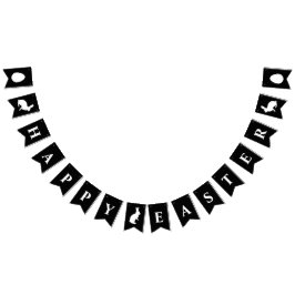 Minimalist Black With White Bunnies Happy Easter Vimplar