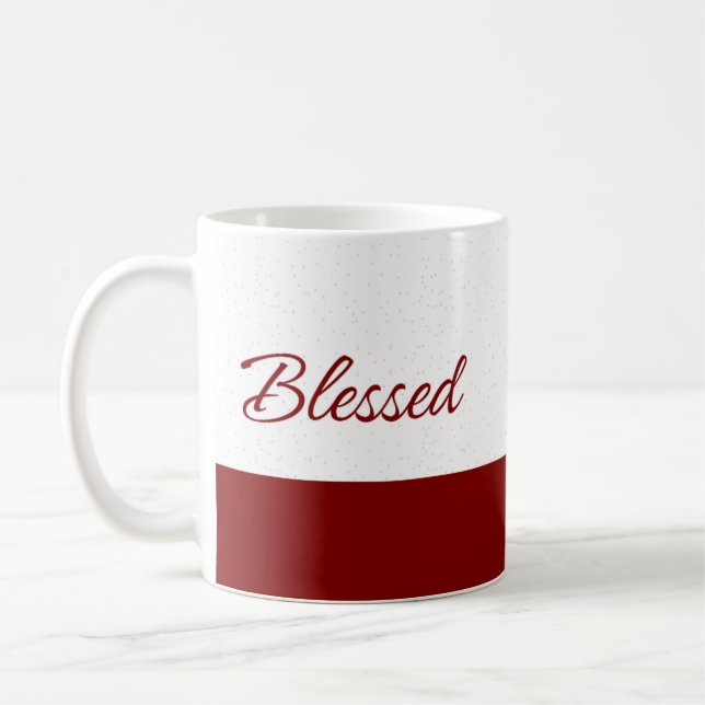 Minimalist Blessed Burgundy Script Art Kaffemugg (Vänster)