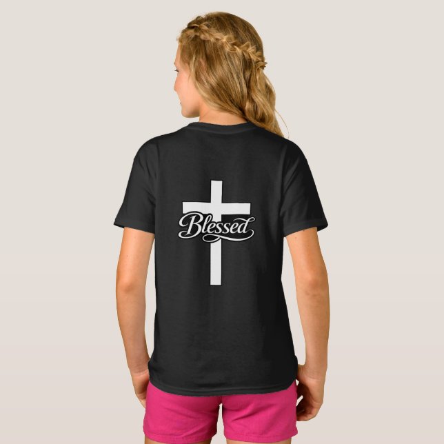Minimalist Blessed Cross Christian Faith Design T Shirt (Hel baksida)