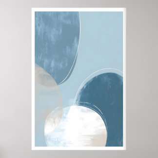 Minimalist Blue Circle Art Print - Soft Brush Poster