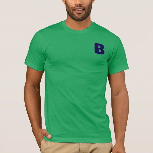 Minimalist Blue Monogram Modern Green T-Shirt (Framsida)