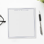 Minimalist Blue Monogram Two Border Anteckningsblock<br><div class="desc">Create your own personalized notepads with blue elegant chic typography monogram name and two border line design.</div>