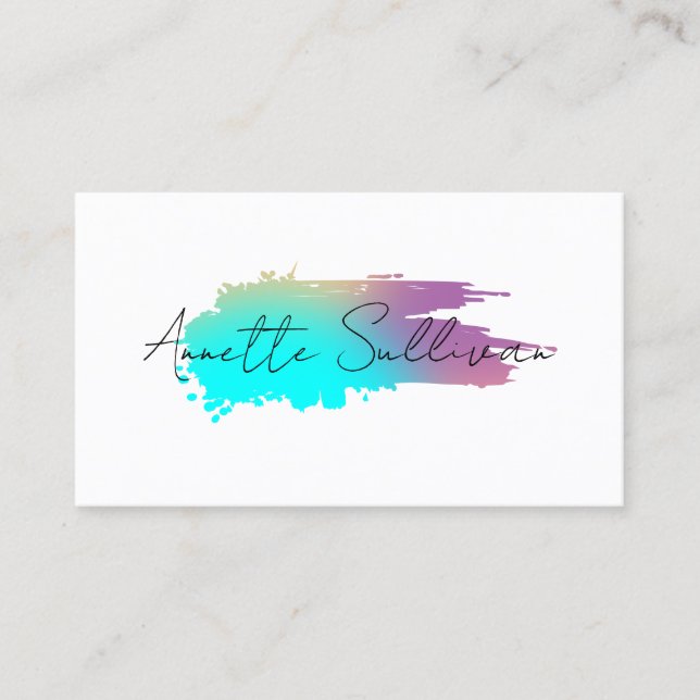 Minimalist blue purple stroke white Business Card Visitkort (Framsida)