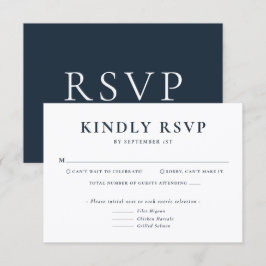 Minimalist Blue Wedding RSVP Card OSA Kort