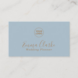 Minimalist Blue Wedding Scan Code Business Card Visitkort