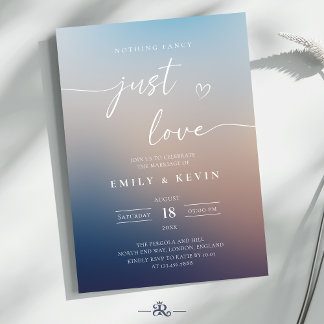 Minimalist Blurred Gradient Script Elegant Wedding Inbjudningar