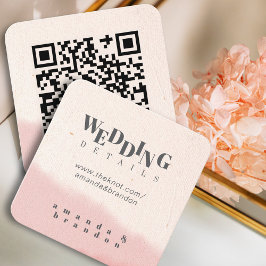 Minimalist Blush & Bloom Bold Script QR Code RSVP Tilläggskort