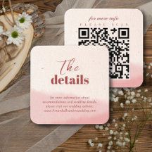 Minimalist Blush Bloom Bold Script QR Code Wedding