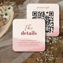 Minimalist Blush Bloom Bold Script QR Code Wedding Tilläggskort