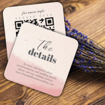 Minimalist Blush Bloom Bold Script QR Code Wedding