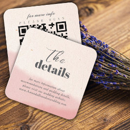 Minimalist Blush Bloom Bold Script QR Code Wedding Tilläggskort