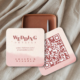 Minimalist Blush & Bloom Bold Script QR-kod RSVP Tilläggskort