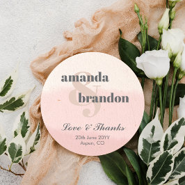 Minimalist Blush & Bloom Bold Script Wedding Favor Runt Klistermärke