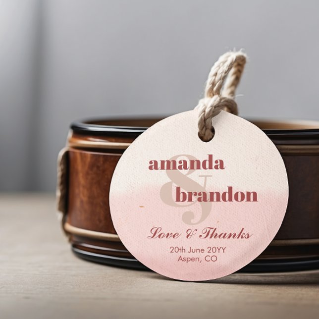 Minimalist Blush & Bloom Bold Script Wedding Gåvor Etiketter (Skapare uppladdad)
