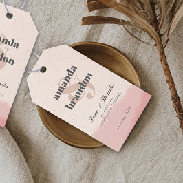 Minimalist Blush & Bloom Bold Script Wedding Presentetikett