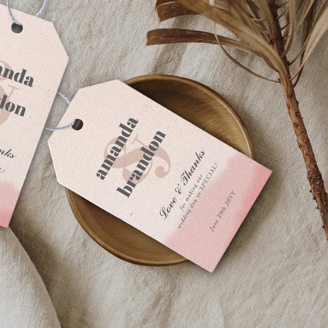 Minimalist Blush & Bloom Bold Script Wedding Presentetikett (Skapare uppladdad)