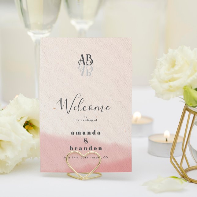 Minimalist Blush Bloom Bold Script Wedding Program (Skapare uppladdad)