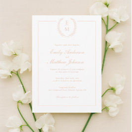 Minimalist Blush Laurel Wedding Invitation Inbjudningar