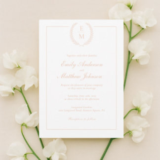 Minimalist Blush Laurel Wedding Invitation Inbjudningar