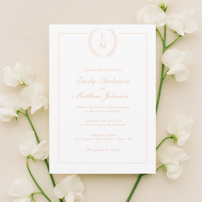 Minimalist Blush Laurel Wedding Invitation Inbjudningar (Skapare uppladdad)