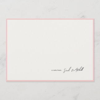 Minimalist Blush Pink Border Personalized Script Anteckningskort