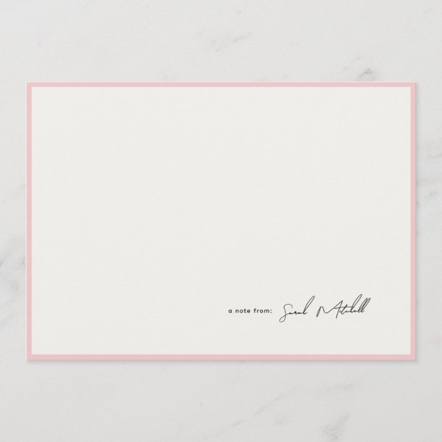 Minimalist Blush Pink Border Personalized Script Anteckningskort (Framsida)