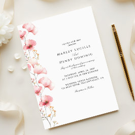Minimalist Blush Pink Floral Spring Wedding Inbjudningar