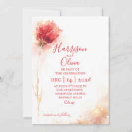 minimalist blush pink tulip floral elegant wedding inbjudningar