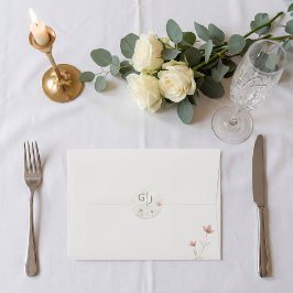 Minimalist Blush Pink Wildflower Wedding Envelope  Runt Klistermärke