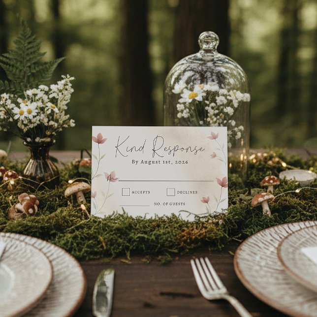 Minimalist Blush Pink Wildflower Wedding OSA Kort (Skapare uppladdad)