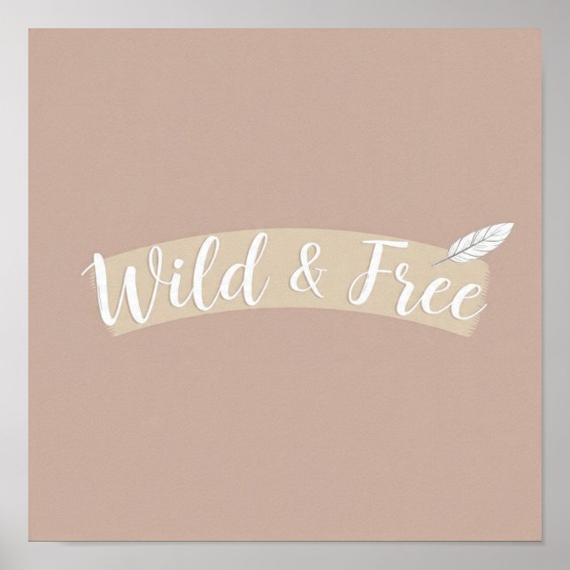 Minimalist Bohemian Art: Wild & Free Feather Arrow Poster (Framsidan)