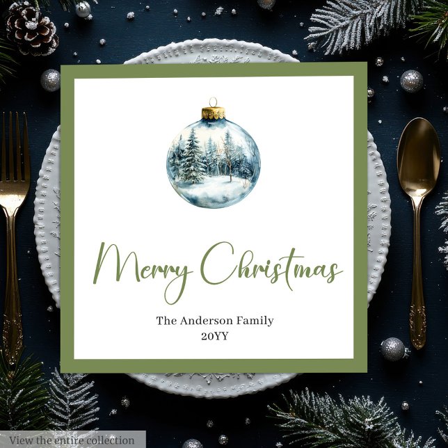 Minimalist Bohemian Christmas Scene Holiday Napkin Pappersservett (Minimalist Bohemian Christmas Scene Holiday Napkins)