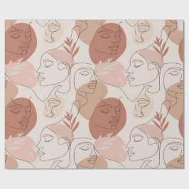 Minimalist Boho Abstract Face Line Art Wrapping Pa Presentpapper