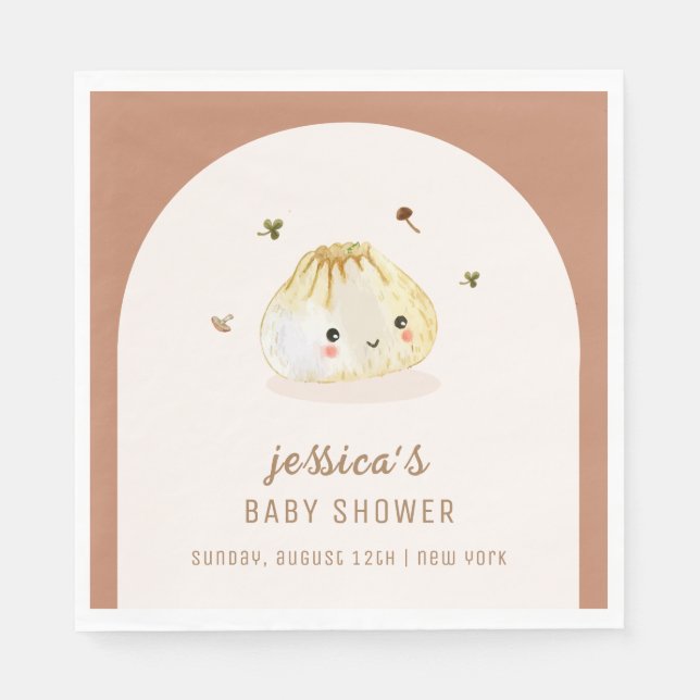 Minimalist Boho Arch China Dumpling Baby Shower Pappersservett (Framsidan)