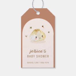 Minimalist Boho Arch China Dumpling Baby Shower Presentetikett