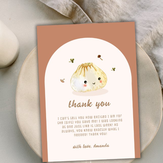 Minimalist Boho Arch China Dumpling Baby Shower Tack Kort (Minimalist Boho Arch Chinese Dumpling Baby Shower Thank You Card)