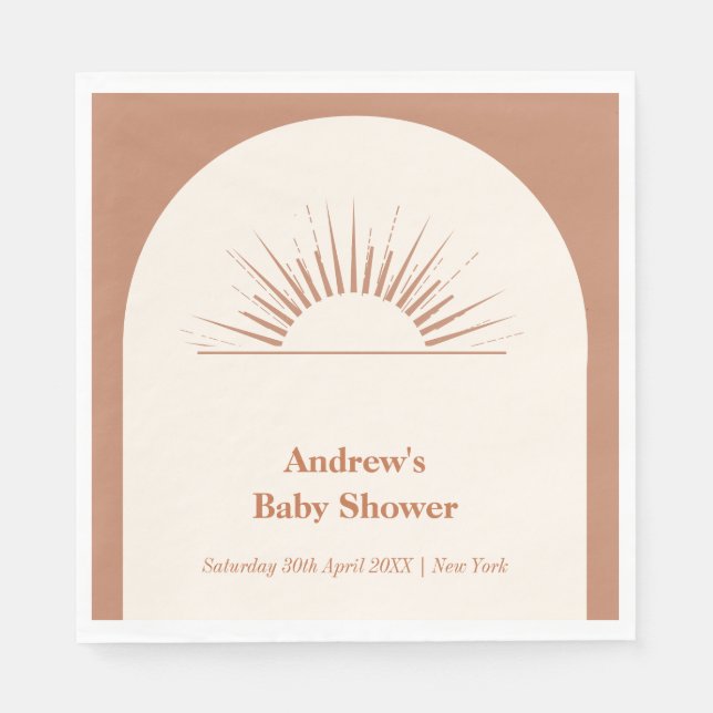 Minimalist Boho Arch Sunshine Baby Shower Pappersservett (Framsidan)