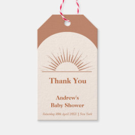 Minimalist Boho Arch Sunshine Baby Shower Presentetikett
