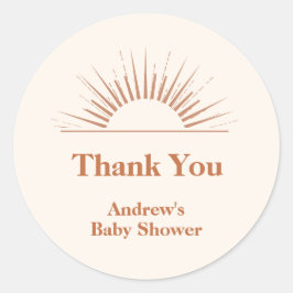 Minimalist Boho Arch Sunshine Baby Shower Runt Klistermärke