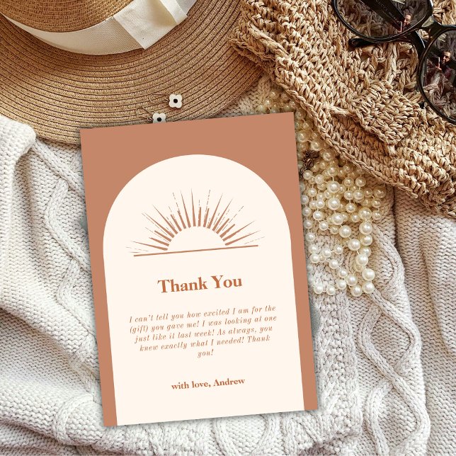 Minimalist Boho Arch Sunshine Baby Shower Tack Kort (Minimalist Boho Arch Sunshine Baby Shower Thank You Card)
