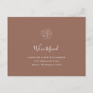 Minimalist Boho Blommigt Terracotta Flyttat Adress Vykort