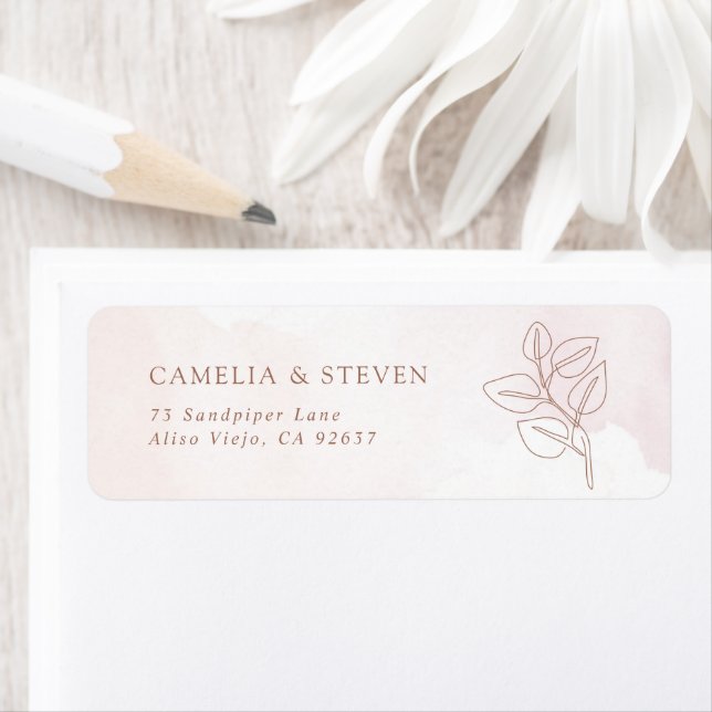 Minimalist Boho Botanical Bröllop Returadress Etikett (Insitu)