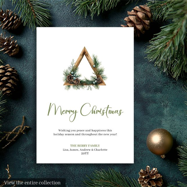 Minimalist Boho Botanical Earthy Xmas Holiday Card Julkort (Minimalist Boho Botanical Earthy Holiday Card)